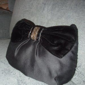 Vintage  Lovely Black Satin bag With Rhinestones